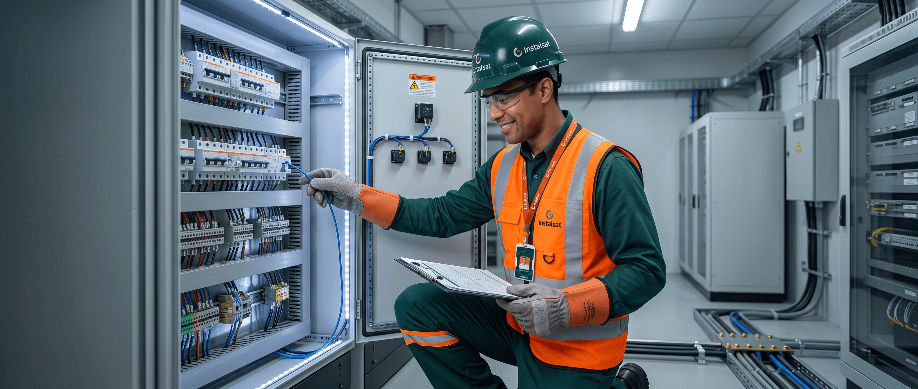 Equipamento de segurança eletrônica em operação
